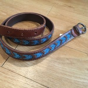 Hollister beaded leather belt (blue tribal)